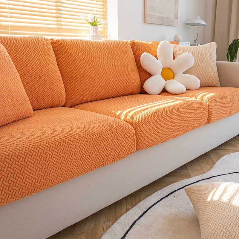 Orange All Inclusive Sofa Cover Thick Sofa Set Living Room Furniture Protector for Kids Thick Elastic Couch Cover Pet Friendly