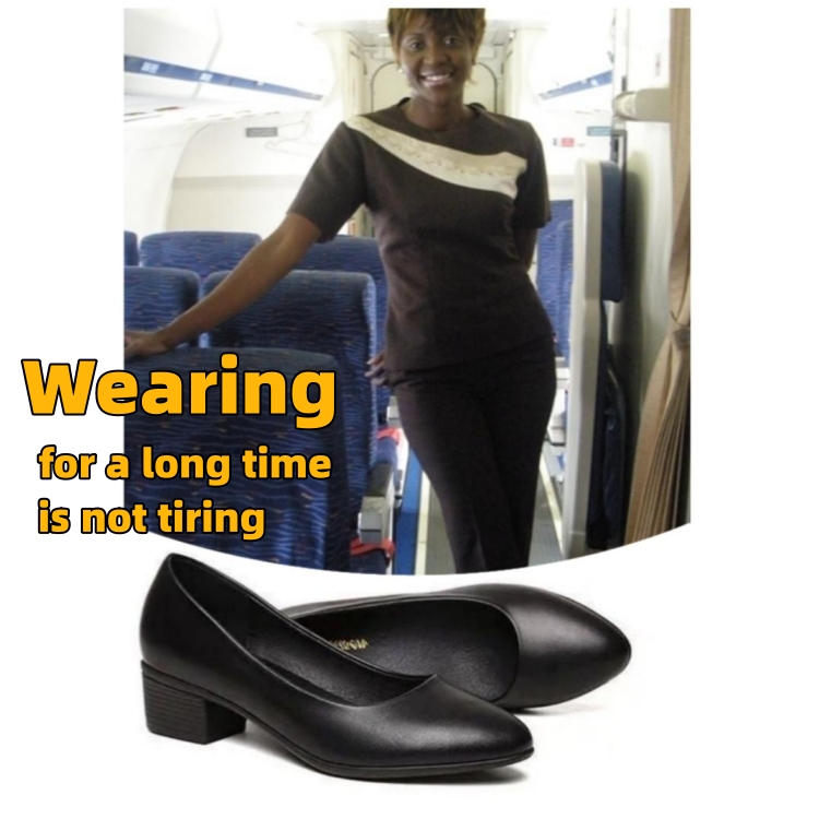 Women black Work shoes female Slender heel Pointed tip Professional women's shoes size 35 36 37 38 39 40 41 CRRSHOP Flight attendant Black leather shoes, single shoes Heel height 3cm 