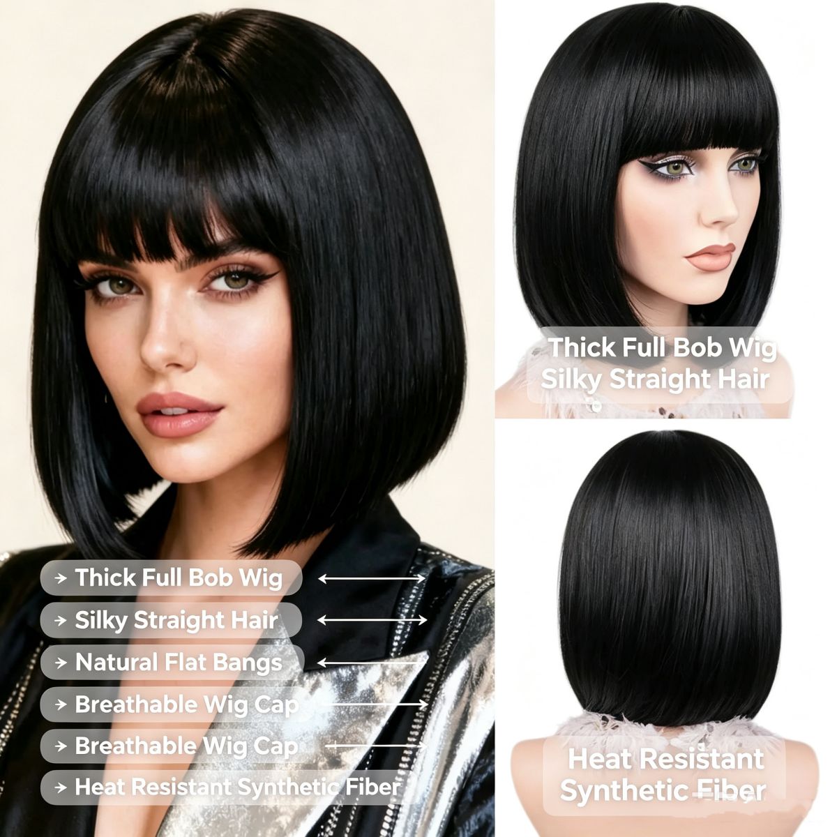 Vibrant Dyed Bob Wig Women Sweet Short Straight Wig Invisible Scalp Design Breathable Wig Cap Anti-tangle Daily Styling Full Head Wig