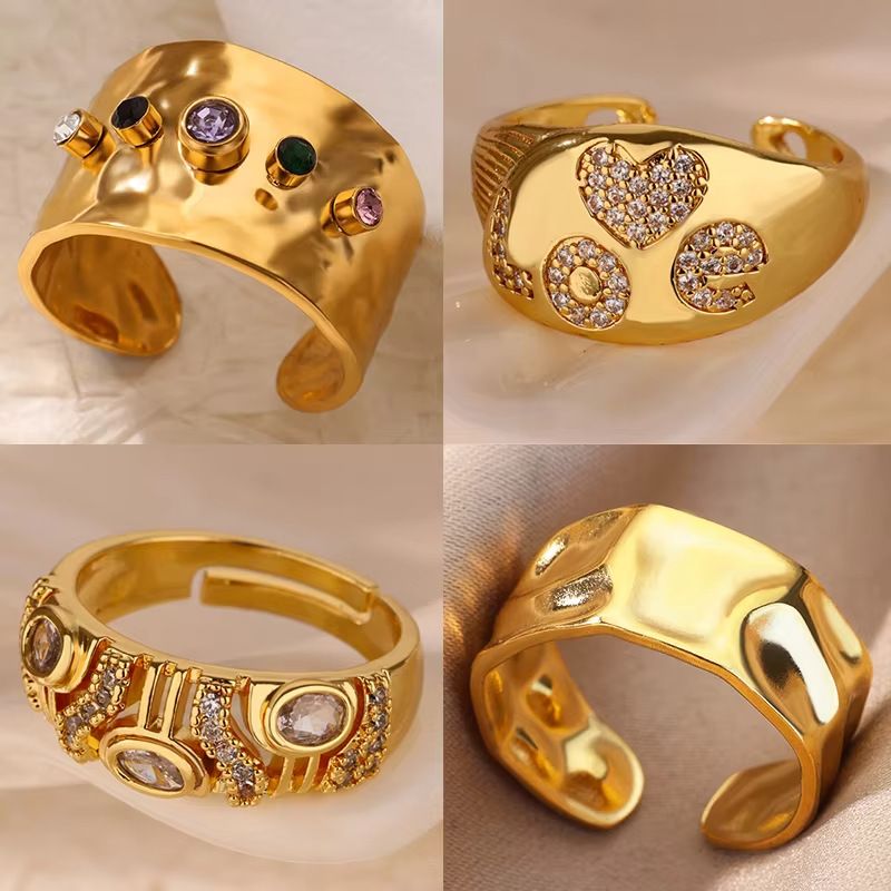 Open ring, adjustable, colored zircon, couple ring ，Light luxury, high end feel，Ring,lover