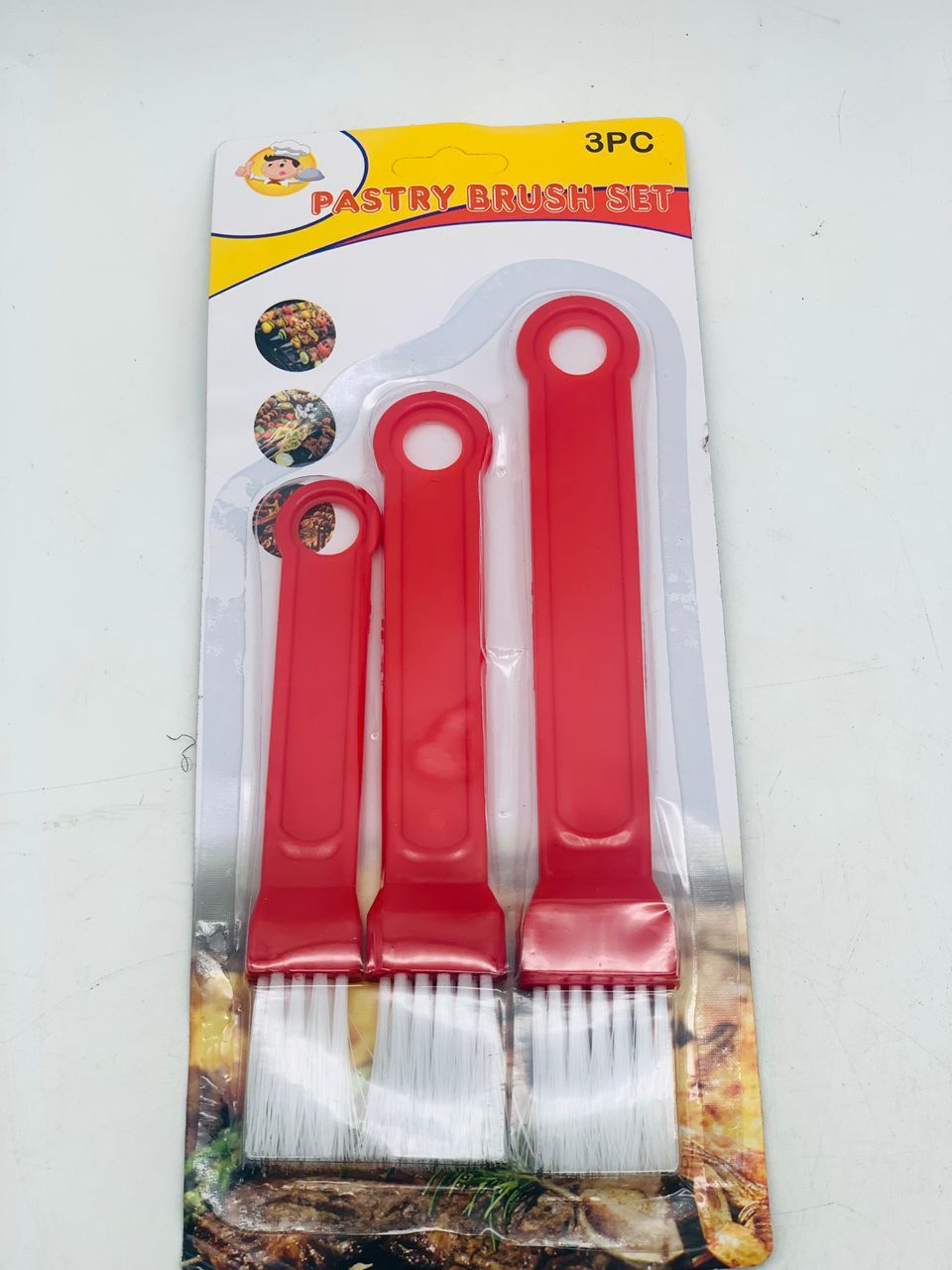 3pcs kitchen accessories pastry basting brush with plastic handle for BBQ Pizza Bread food oil basting