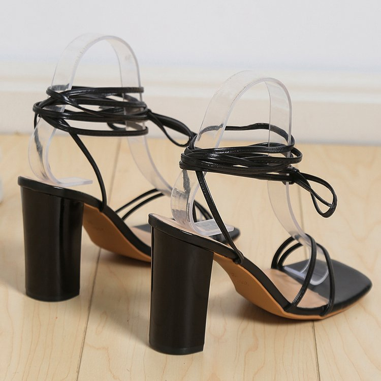191 ladies square toe heels block heeled lace-up sandals crossstraps Roman sandals for girls