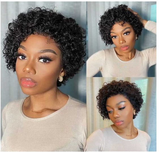 Ohemaa Strands Pixie Curly 13x4 Lace Frontal Wigs Short Cut Kinky Curly 100% Virgin BOBO Human Hair Wig hair extension