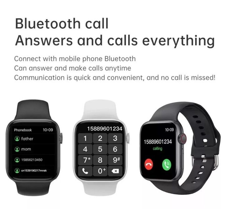 Smart Bracelet T900 PRO MAX smartwatch Bluetooth call CRRSHOP Smart Watch  1.8" HD large screen black silvery grey pink blue watch rotate button free shipping