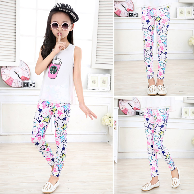 Girls Leggings Printing Flower Legging Infantil Para Menina Toddler Classic Leggings 2-14y Baby Girl Pencil Pants Kids Trousers
