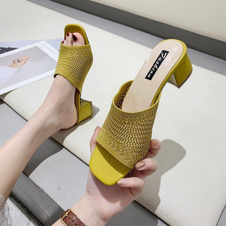 208 Mid Heel Slippers Women's Summer New Fashion Women's Shoes Sandals