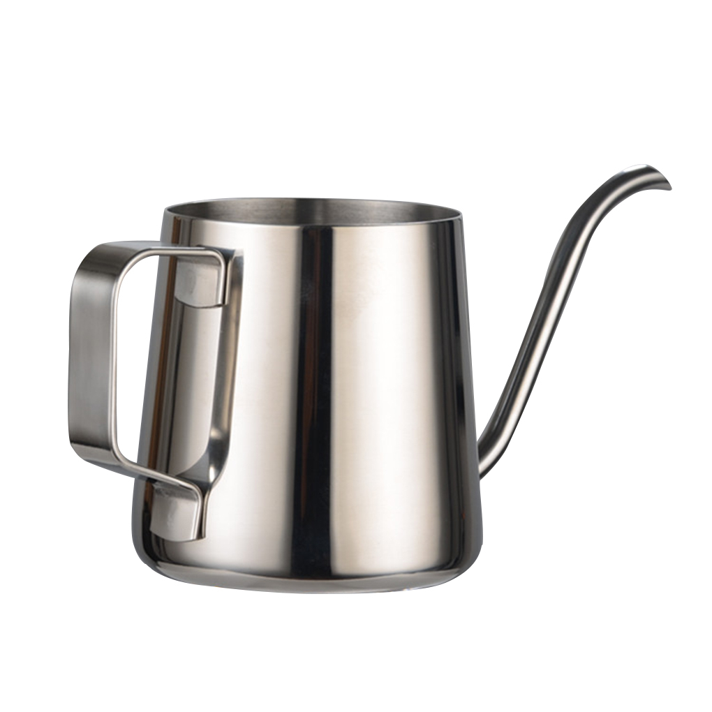  4514 food grade stainless steel gooseneck drip pot manual brewing pot fine mouth coffee tea pot