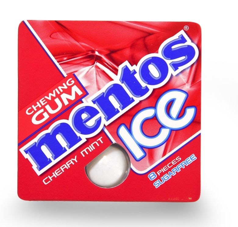 MENTOS ICE CHERRY MINT GUM 8PCS ORANGE MINT, BLUE PEPPERMINT, GREEN SPEARMINT 1.43g
