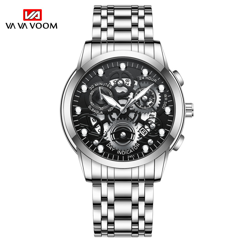 VOOM Men's automatic hollow out non mechanical business watch trend quartz watch student waterproof men's watch luminous watch
