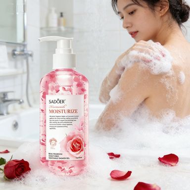SADOER Rose Fragrance Niacinamide Moisturizing Shower Gel 300ml, Gentle Cleansing, Long-Lasting Floral Scent, Hydrating & Refreshing Body Wash for All Skin Types