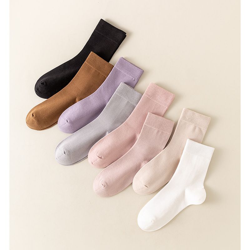 A18 Women's Spring/Summer Simple Solid Color Casual Socks Breathable and Durable Sports Socks