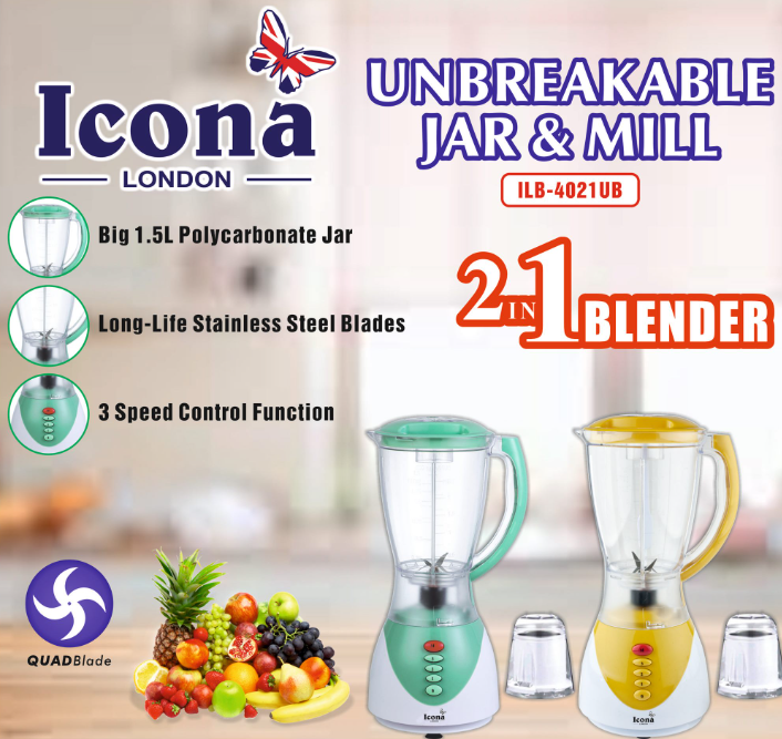 Icona Powerful 2 in 1 Blender 1.5L