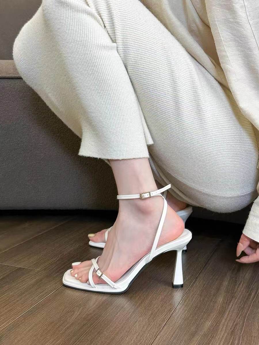 Summer New Women One Strap High Heel Sandals Niche Design Versatile Roman Shoes Elegant Dress Matching Footwear