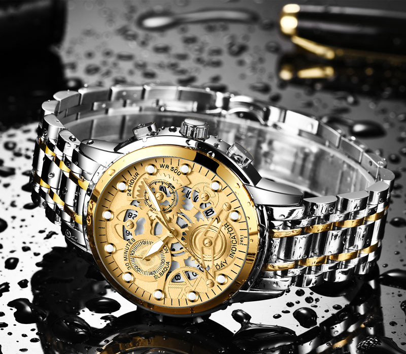 VOOM Men's automatic hollow out non mechanical business watch trend quartz watch student waterproof men's watch luminous watch