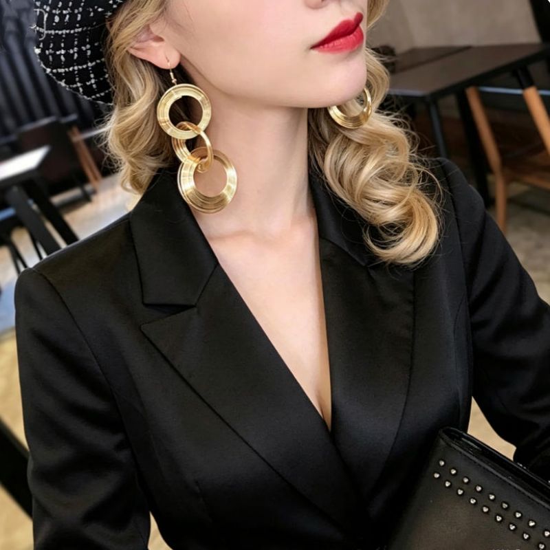 Geometric multi-layer metal circle earrings New trend Exaggerated earrings free shipping