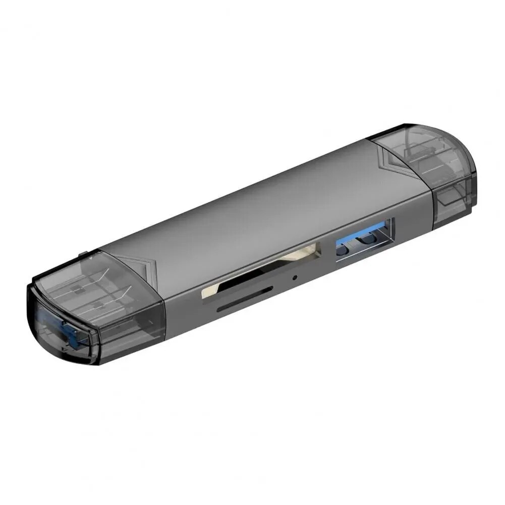 6 In 1 Multifunction USB 3.0 Card Reader U Disk TYPE-C/Usb/Tf/Sd Flash Drive Memory Card for Adapter Phone Laptop ComputeGray