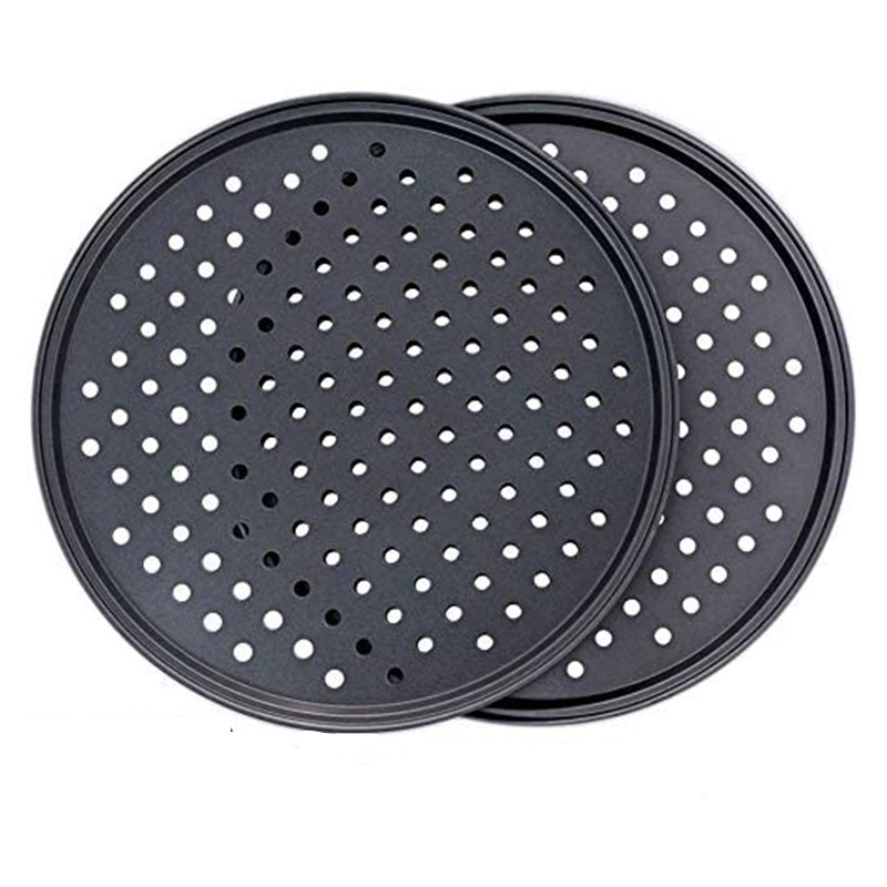 32CM Carbon Steel Non-stick Pizza Baking Pan Mesh Tray Plate Round Deep Dish Pizza Pan Tray Mould Bakeware Baking Tool NEW
