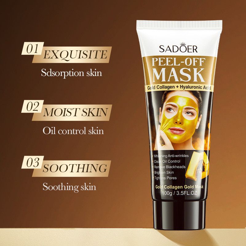 Cross border~tear off facial mask mud film 100g SADOER Star Gold fade blackhead, acne and cutin facial mask cleaning