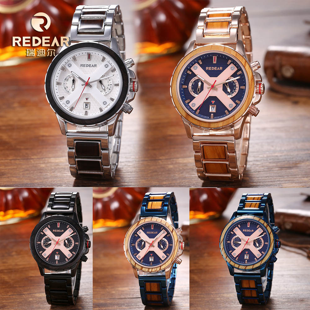 SJS3441 Fashion Sports Wooden Quartz Watch for Men Luminous Waterproof Multifunctional Men's Watch