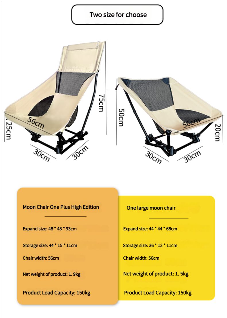 Buqing Lightweight Moon Chair, Lightweight Outdoor Folding Chair, Portable Camping Stool, Leisure Reclining Fishing Chair, Small Folding Stool
