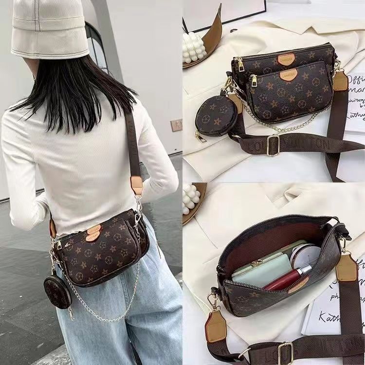 new trendy presbyopia bag 3 piece sets bag one-shoulder lady messenger female bag mini underarm coin purs