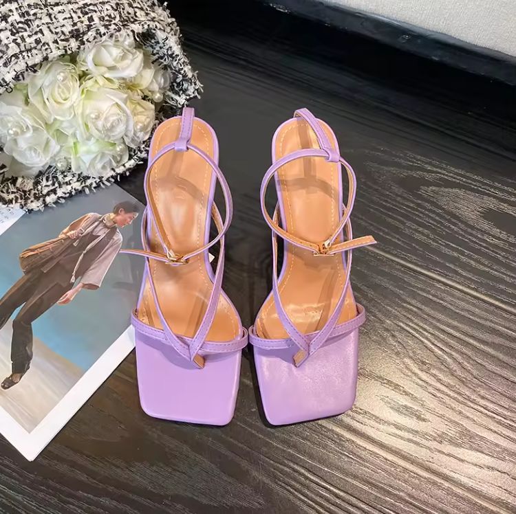 Bottega Veneta Stretch Tangerine Leather Ladies luxury Fashion Brand Square Head High Heels