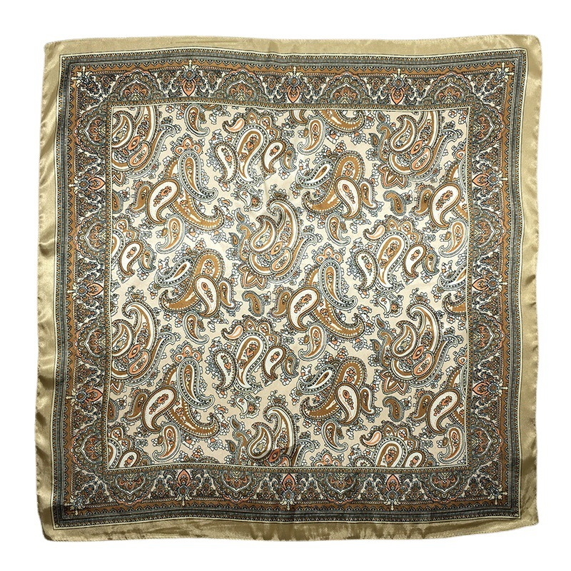 Tied Hair Scarf Cashew Nut Simulation Silk Scarf Female New Small Square Scarf Bag decoration headband 60CM*60CM