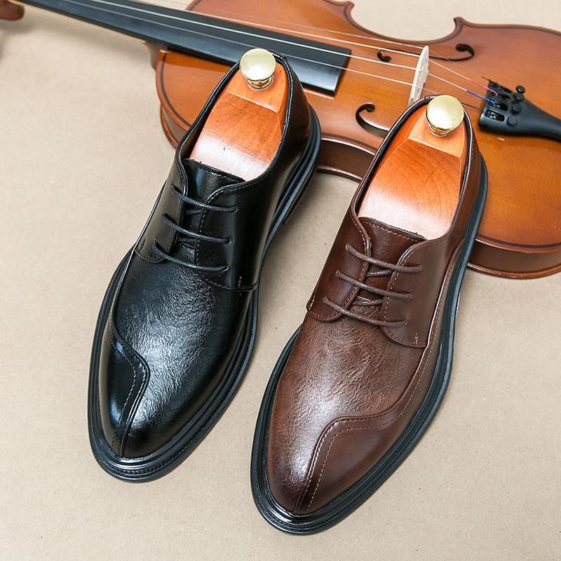 Men's Korean Style Dress Shoes 2025 Autumn Wedding Leather Shoes Fashion Groom Business Casual Oxfords Formal Ceremony