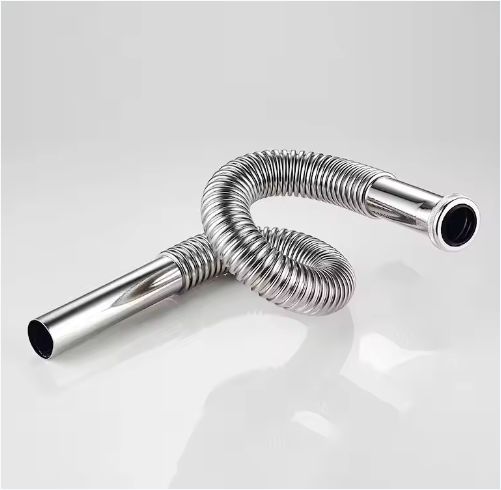 Kitchen Chrome Silver 304 Stainless Steel Flex Pipes Spring Water P S Trap Pipe Flexible Drain Hose for Washbasin
