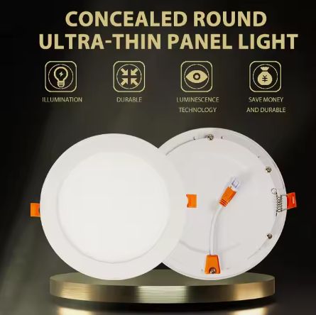 Tool Power Commercial 6W/12W Ceiling Led Slim Panel Lighting High-Quality Recessed Lighting Round LED Ceiling Lamp Concealed Slim Panel Light