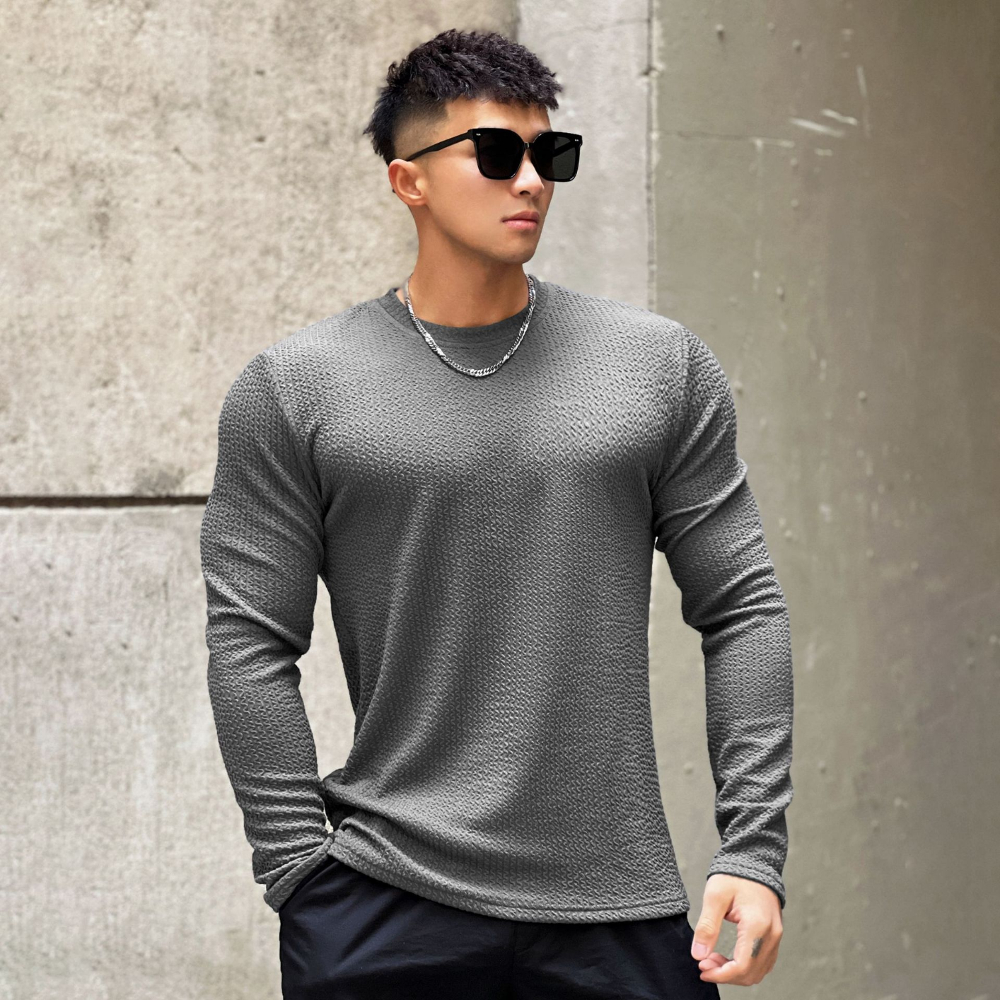 W-01 Gym Workout Sportswear T-Shirt For Men Fitness Long Sleeve T-Shirt For Men