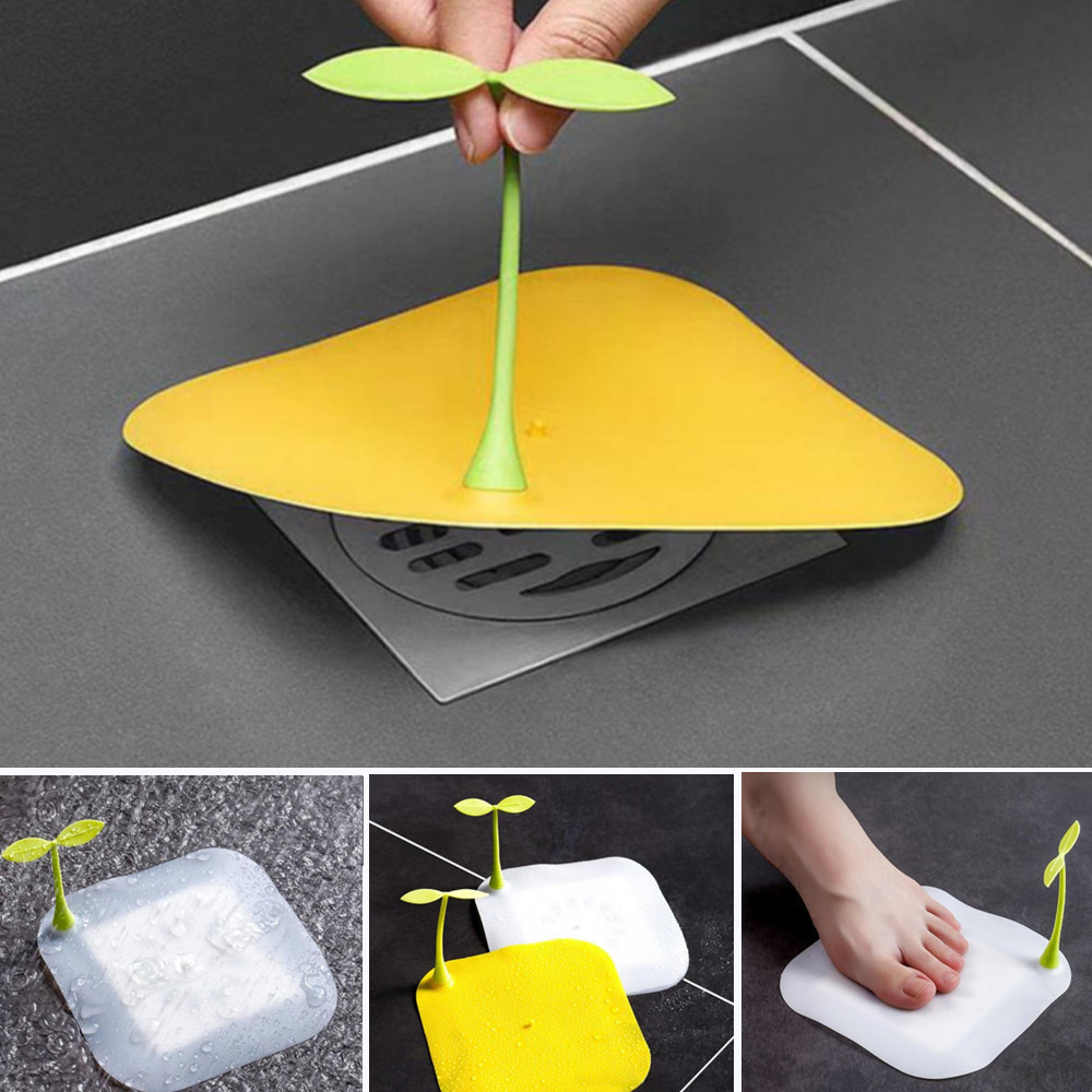 0125 2pcs Silicone Anti-insect Plugs Small Grass Sprouts Sewer Bean Sprouts Shape Deodorant Mat Anti-odor Floor Drain Cover Kitchen Bath