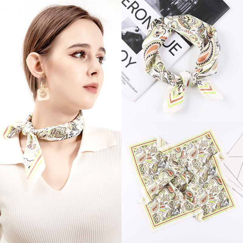 HH50-4 Womens Satin Scarf Small Silk Feeling Head Hair Scarves Wraps for Sleeping 50*50cm