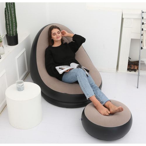Inflatable Leisure Bean Bag Sofa Lazy Couch Bag Chair with Footstool