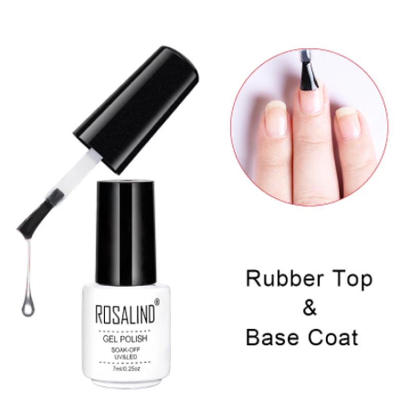 ROSALIND Top Base Coat Gel Polish UV Shiny Sealer Soak off Reinforce 7ml Long Lasting Nail Art Manicure Gel Lak Varnish Primer