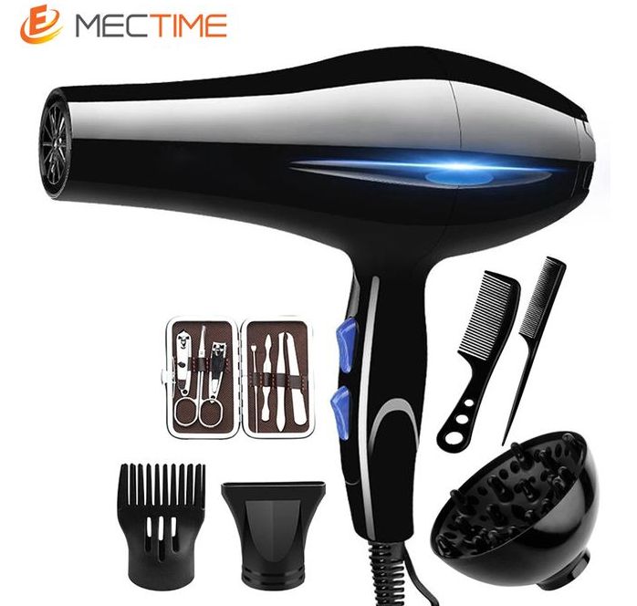 Hair Dryer Blow Dryer Hair Tools+ Nail Clipper Set 6 Gifts - Black