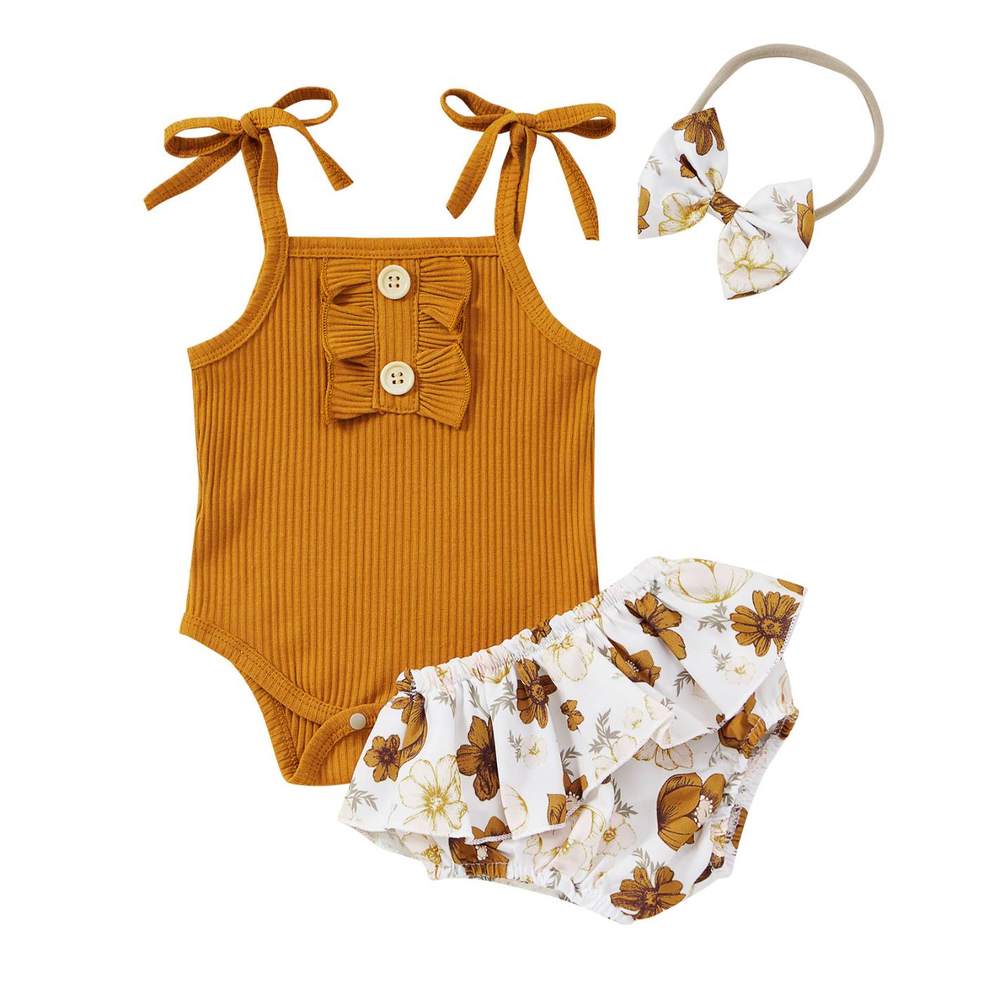 TXF1001026  baby suspender jumpsuit baby bag huotto set sweet floral skirt