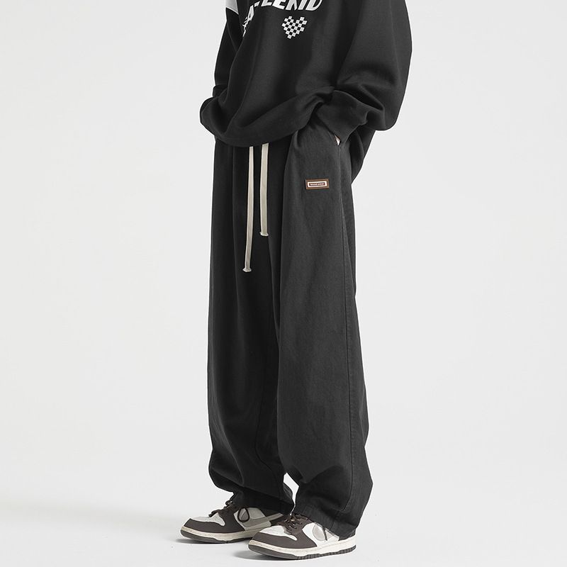Men's Spring and Autumn Fashion Solid Color Casual Pants Loose Straight Sports Pants