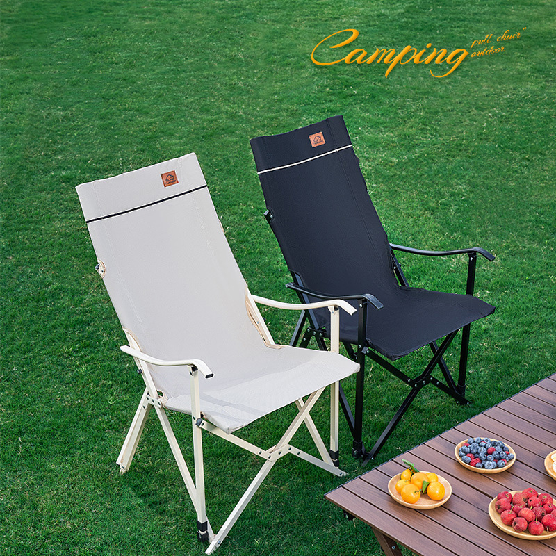 Outdoor Leisure Adjustable Back Folding Chair BBQ Camping Portable Black Folding Chair