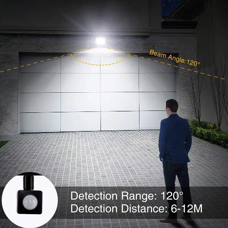 AUNONT LED Sensor Floodlight 20W 30W 50W IP65 Outdoor Waterproof Garden Corridor Light Body Light Control Floodlight Motion Sensor Reflector LED Floodlight Outdoor 10W Motion Sensor Reflector LED Floodlight 50W 100W 150W Garden Lighting Spotlight