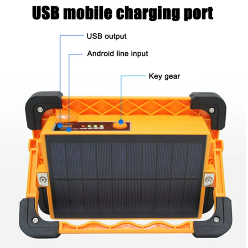 Outdoor Waterproof Power Bank Magnetic Base Rechargeable Solar Emergency Light Portable LED Solar Flood Light