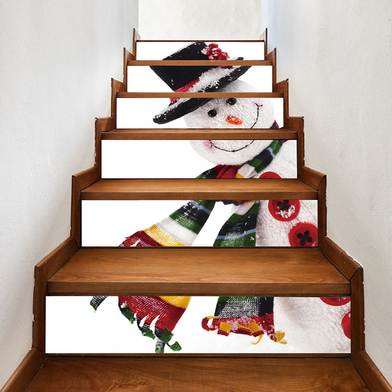 HQ Series Christmas Creative Staircase Sticker Santa Claus Christmas Tree Bell PVC Wall Sticker