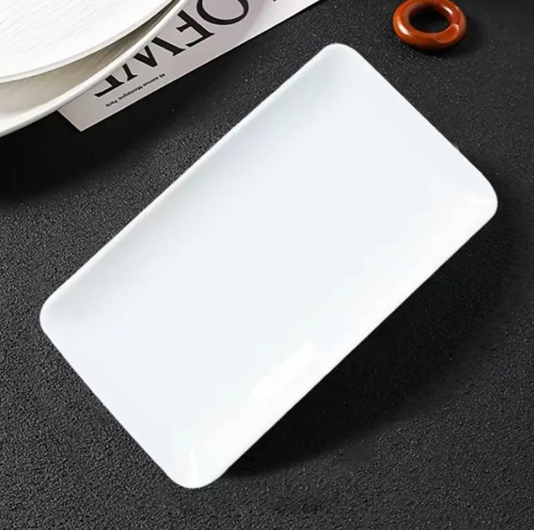 Ceramic Porcelain Rectangular Salad Dessert  Dinner Plates For Serving Trays for Fruit, Sushi Appetizer, and Parties Stackable - T-01