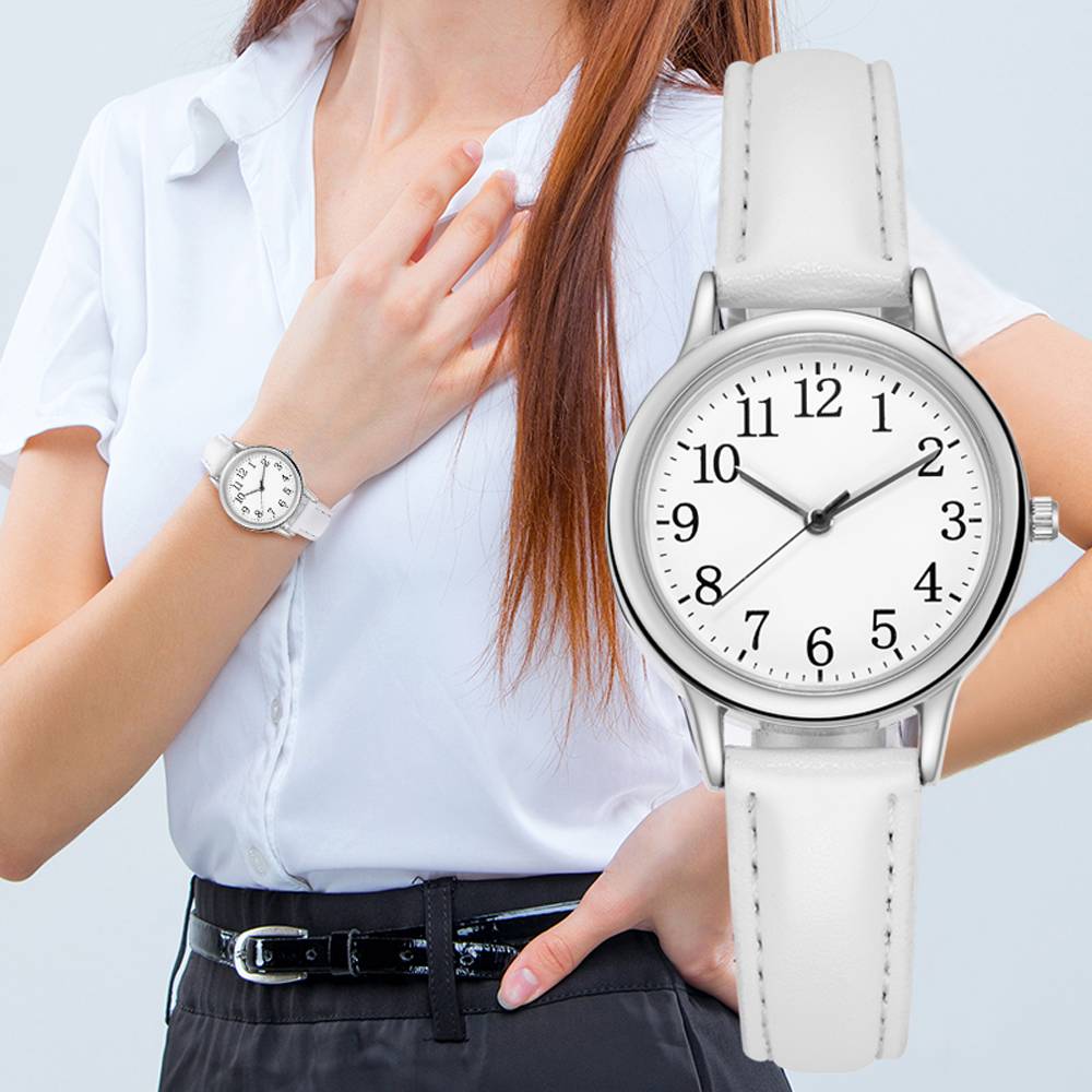 ASPURT Simple Digital Fashion Women's Quartz Watch Leather Band Arabic Digital Simple Dial