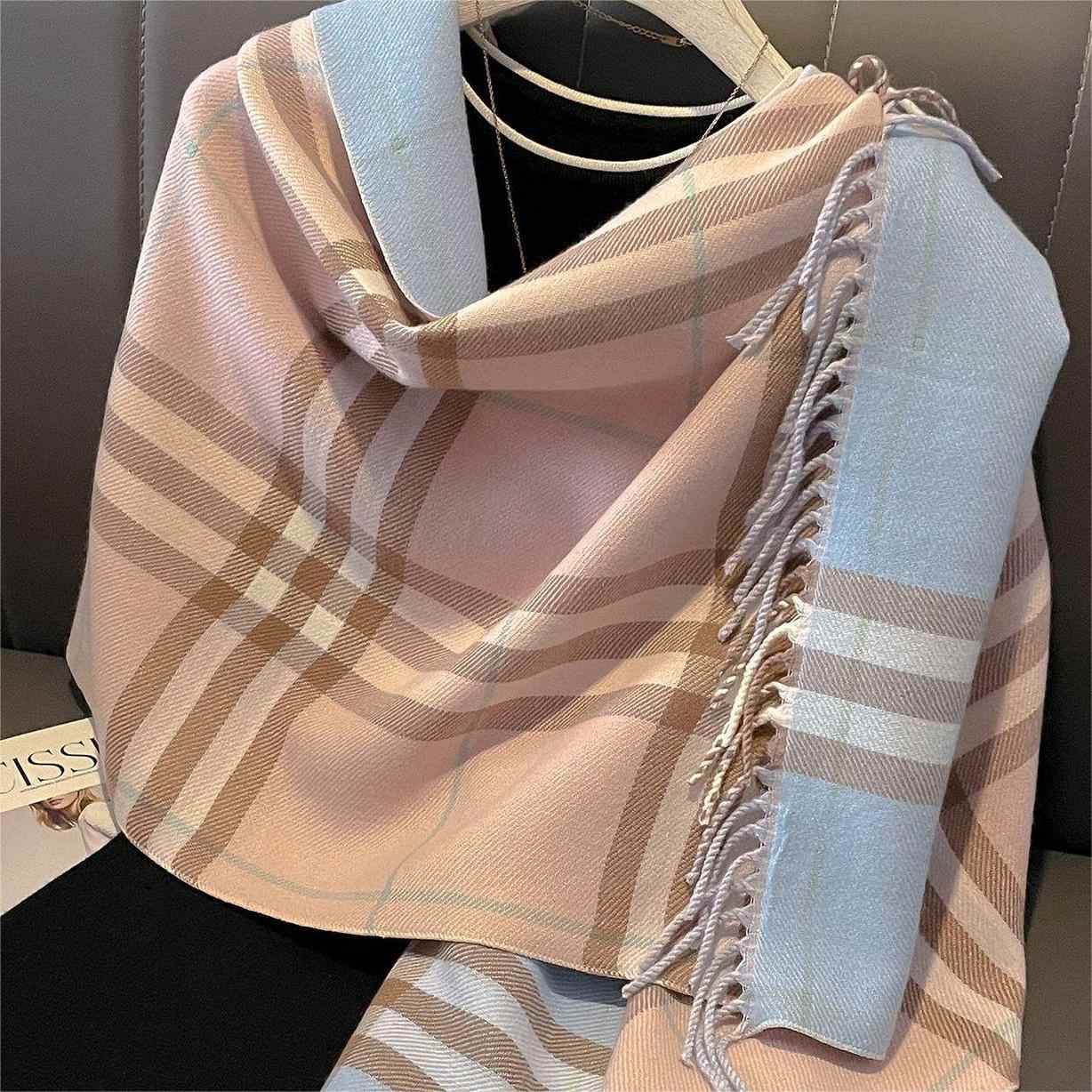 Women's Autumn/Winter New Imitation Cashmere Plaid Scarf Thickened Warm Scarf