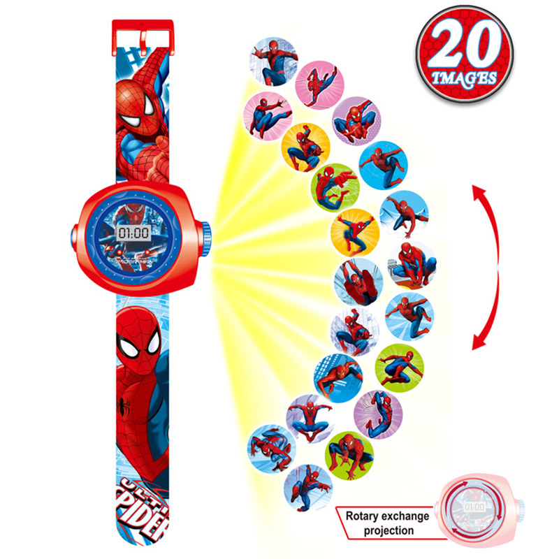 Spiderman Kids Watches Projection Cartoon Pattern Digital Child watch For Boys Girls LED Display Clock