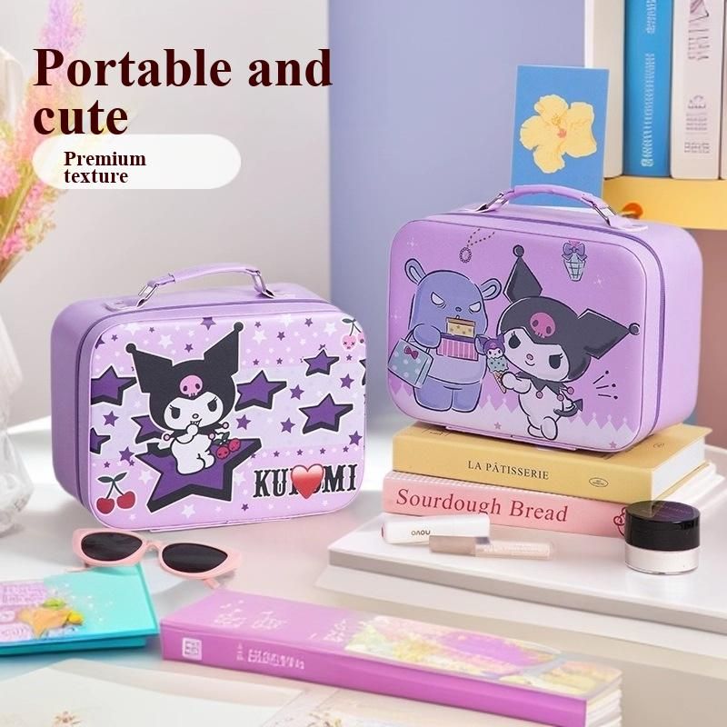 Sanrio Cartoon Portable Large Capacity Handheld Cosmetic Bag Travel Makeup Organizer Storage Case with Handle for Women Girls
