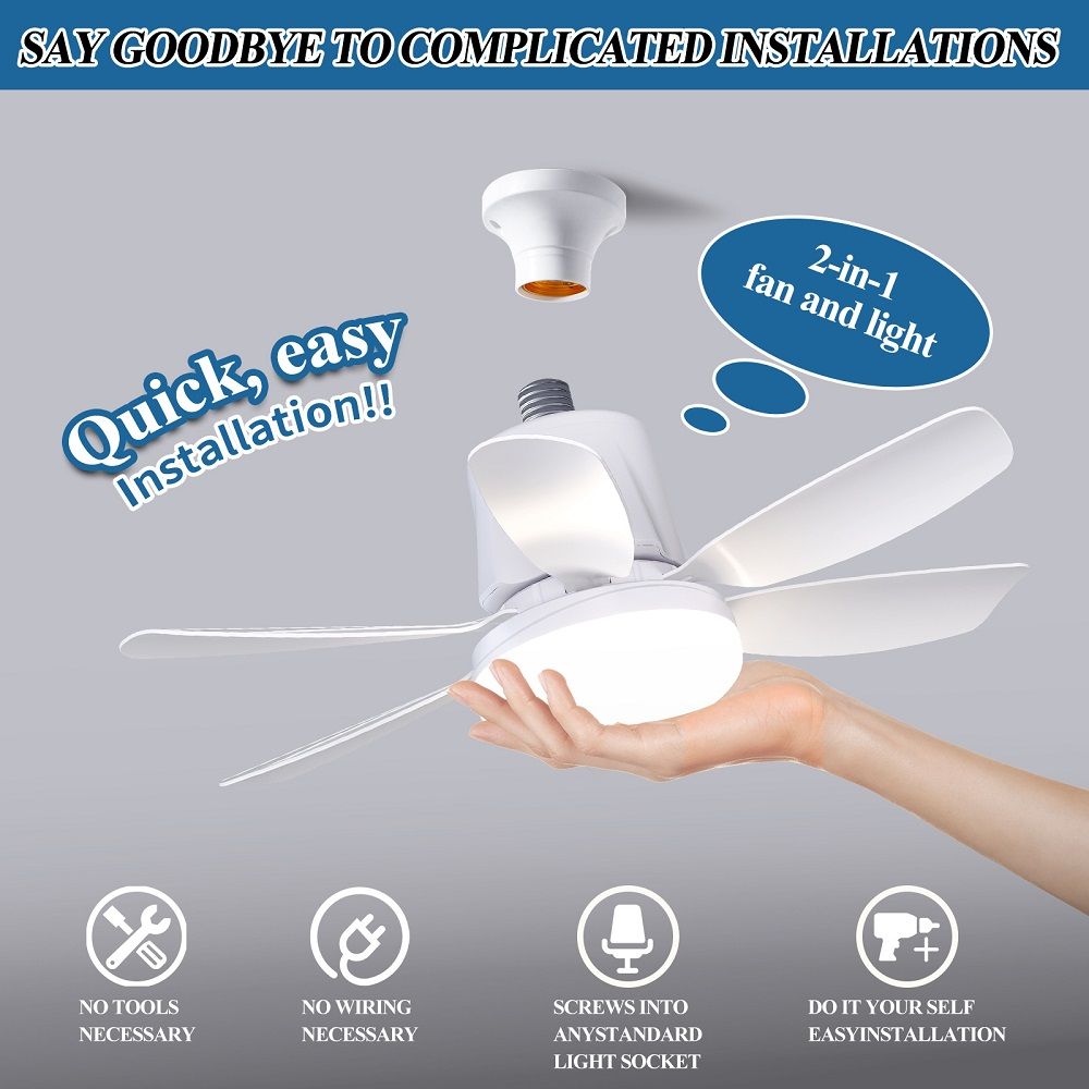 E27 Lamp Head Lighting Fan Light Household Restaurant Ceiling Fan Light Simple Modern Bedroom Children's Room Electric Fan Light