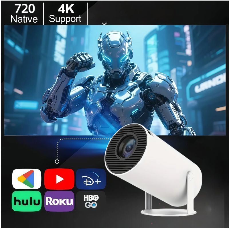  2026 Upgraded HY300PRO Mini Projector with WiFi and Bluetooth, Portable Projector 4K Support, Auto Keystone, 180 Degree Rotation, Smart Proyector for Home Outdoor