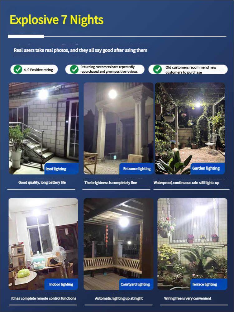 Solar-powered courtyard lights, outdoor lights, household street lights, super bright lighting, waterproof, rechargeable, one-to-two split body, motion-sensing bulbs